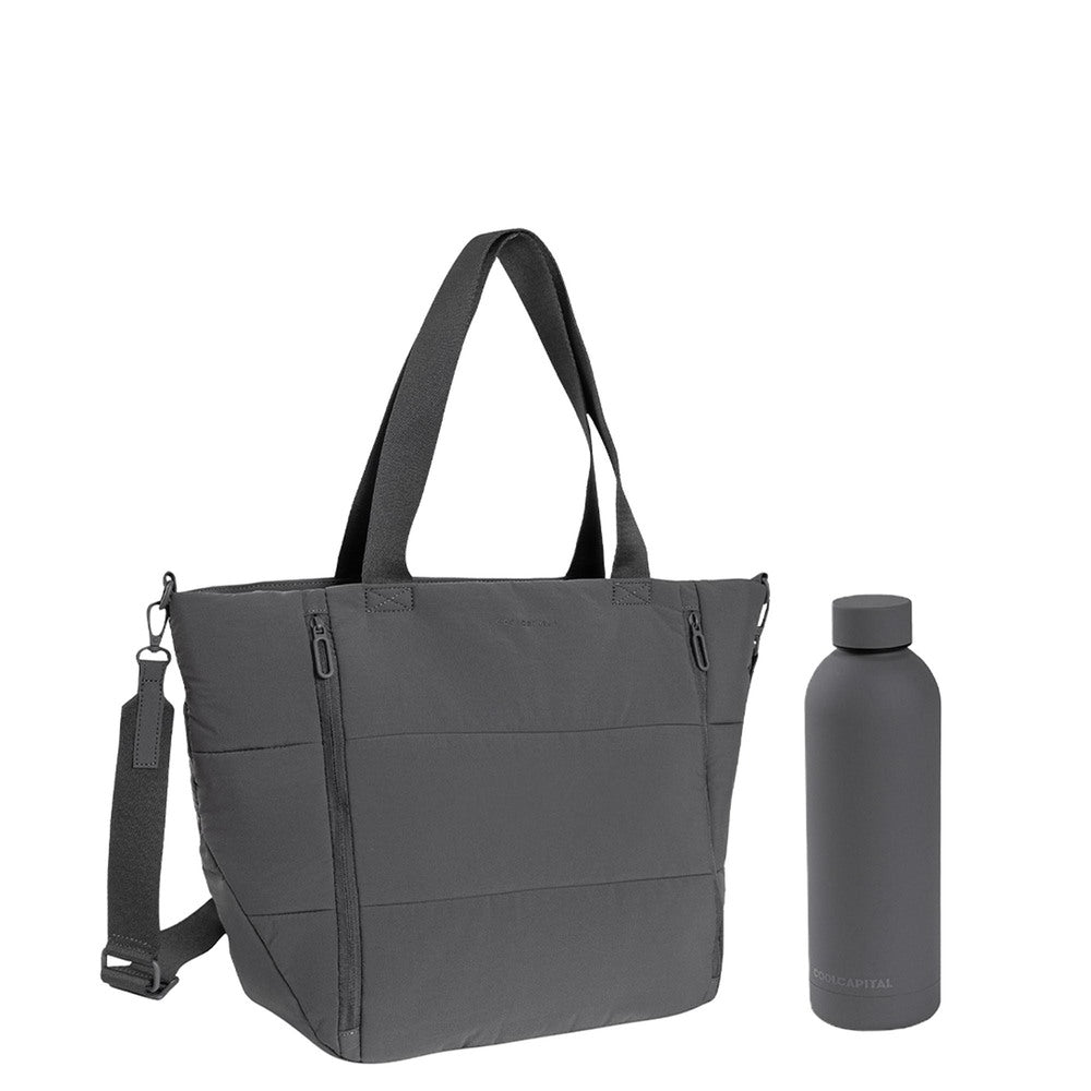 Kit Tote Bag Onna Laptop 15" + Termo Cool Capital Gris