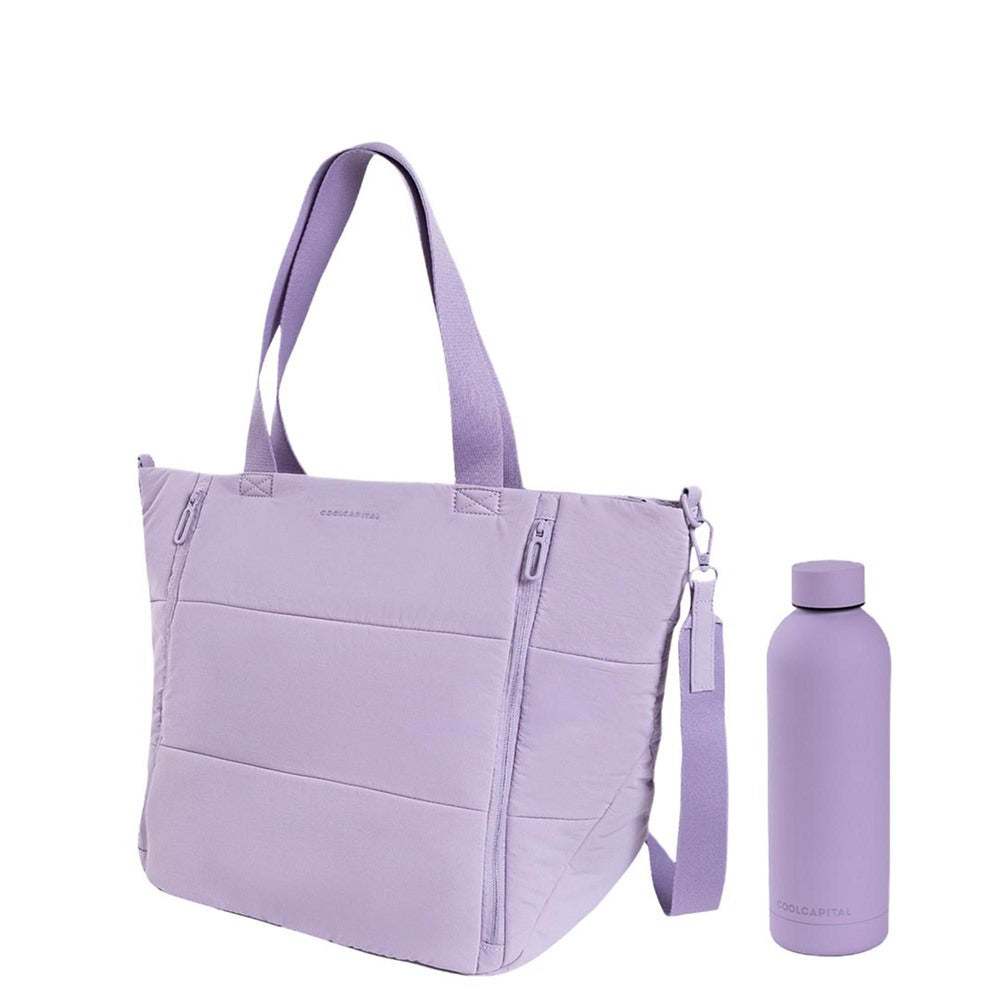 Combo Tote Bag Onna Laptop 15" + Termo Cool Capital Lila