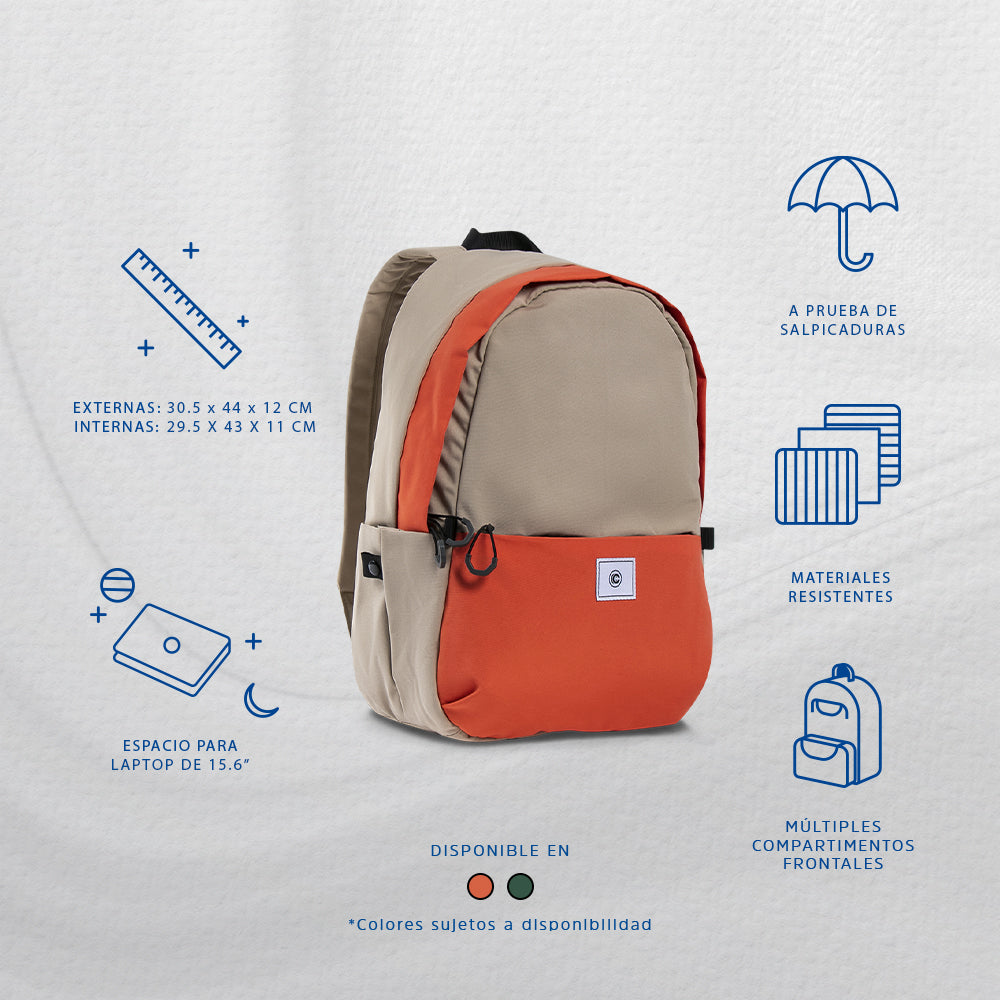 MOCHILA TANKER Laptop 15.6" Cool Capital Naranja